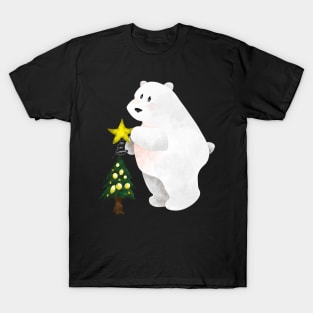 Polar Bear Decorating a Tree T-Shirt